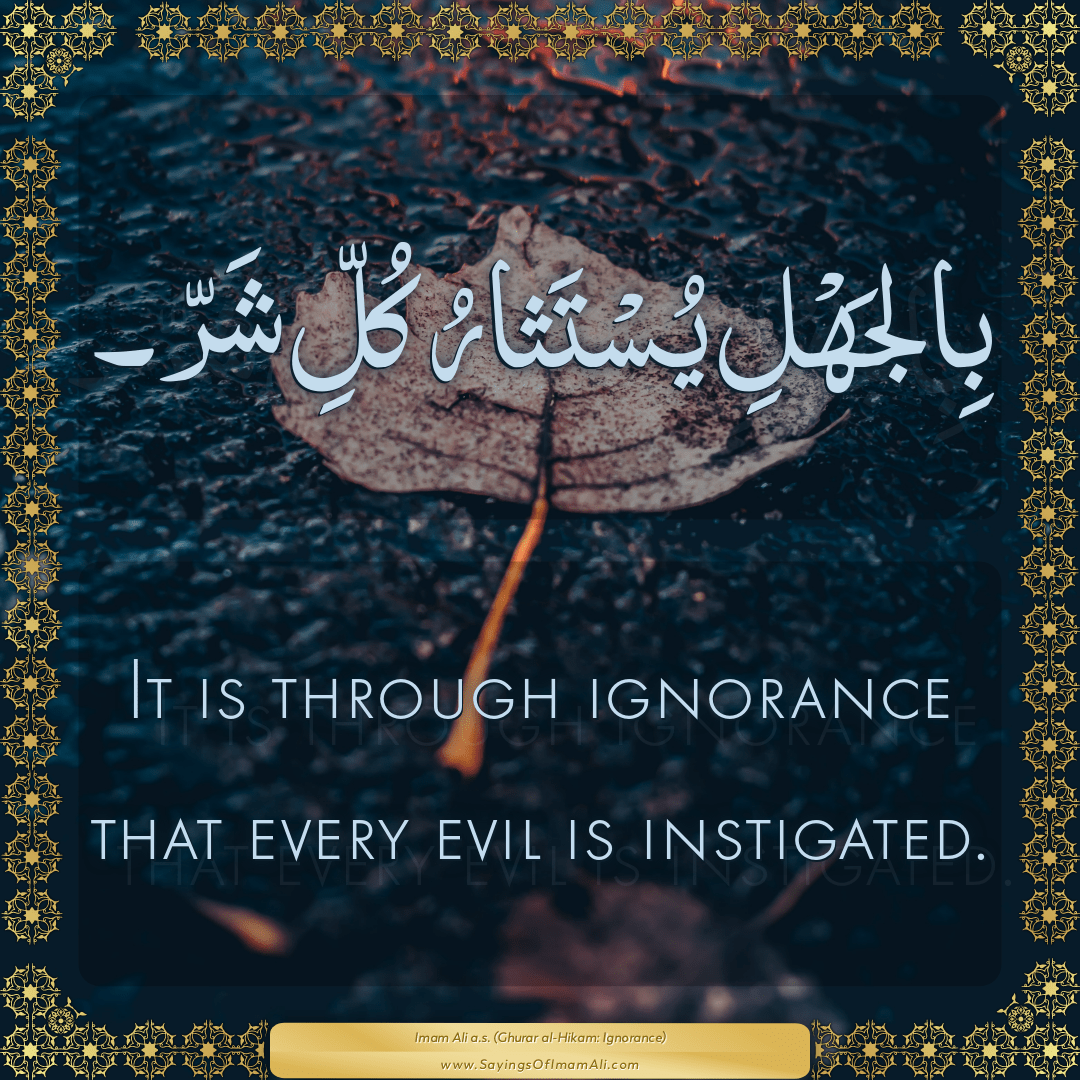 It is through ignorance that every evil is instigated.
